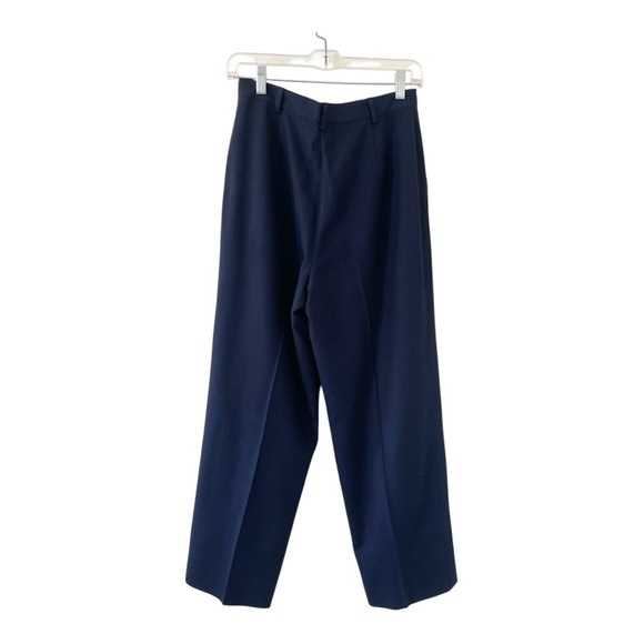 Vintage Doncaster Wool Trousers/Slacks Navy Blue High Waisted Pleated Size 10 - Picture 6 of 13